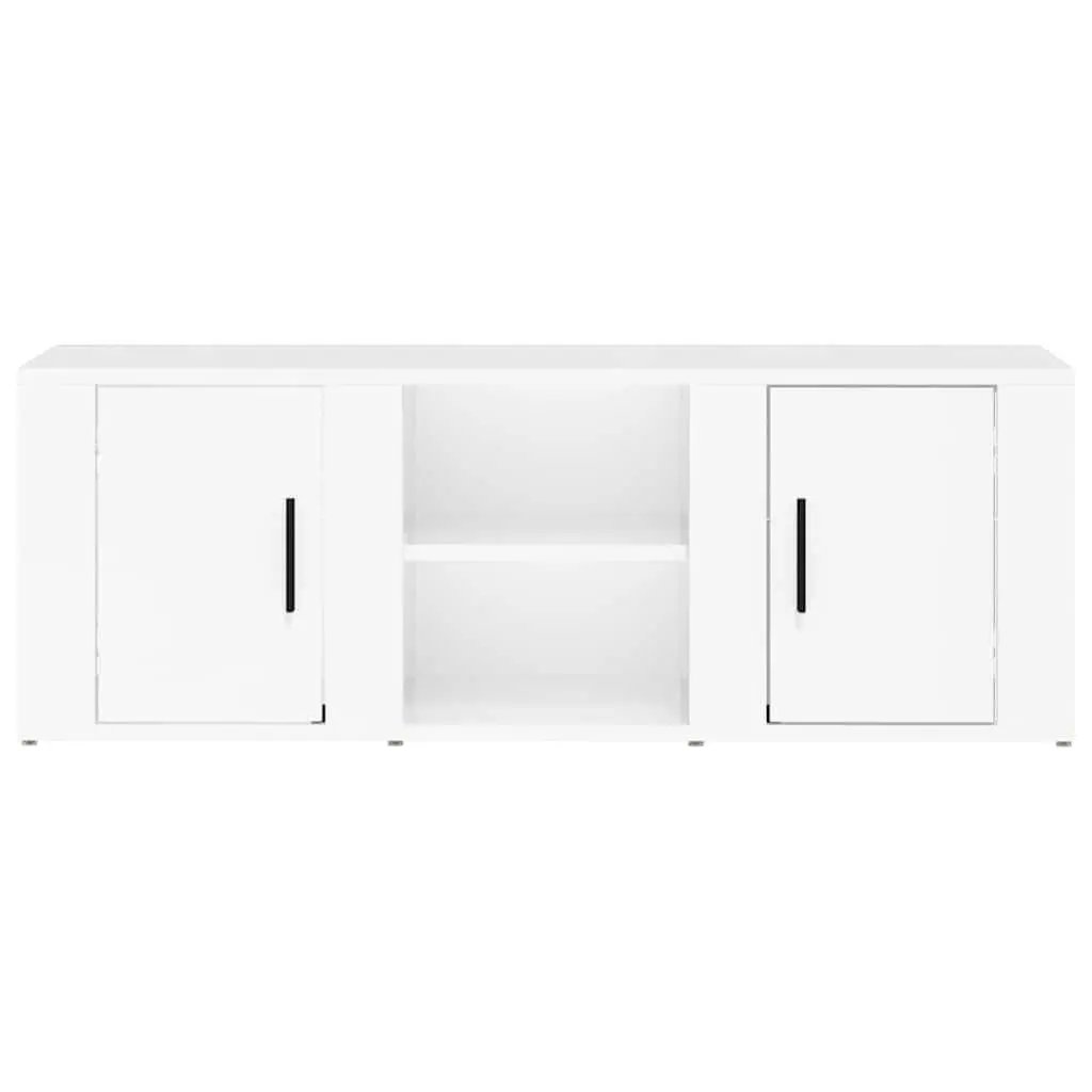 TV Cabinet High Gloss White 100L x 31.5W x 35H cm Engineered Wood