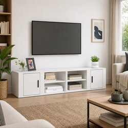 Elegant White TV Cabinets 2 pcs for Your Living Space