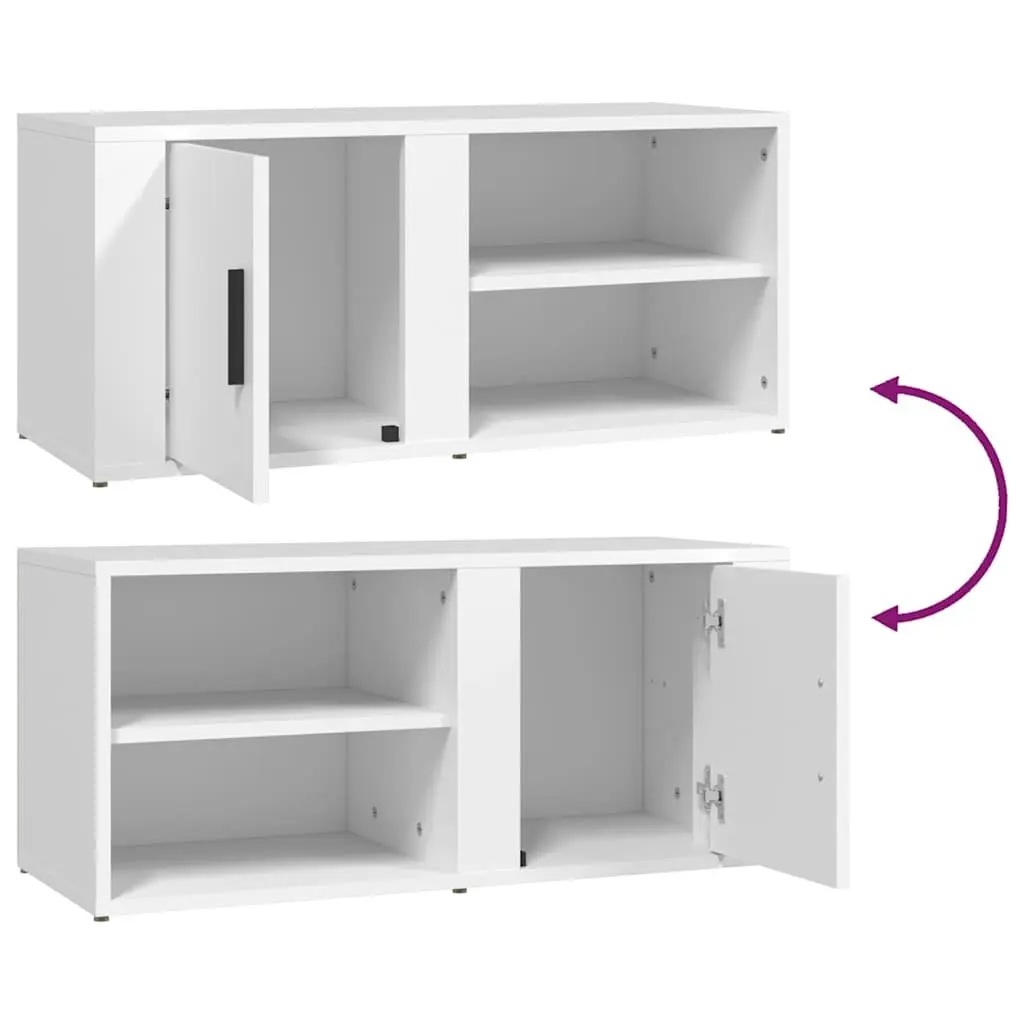TV Cabinets 2 pcs White 80x31.5x36 cm Media Storage Unit with Doors Compartments