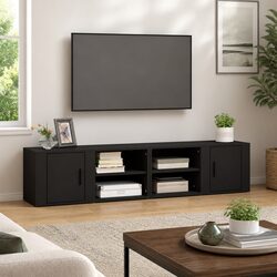 Black Media Storage Units 2 pcs 80x31.5x36 cm