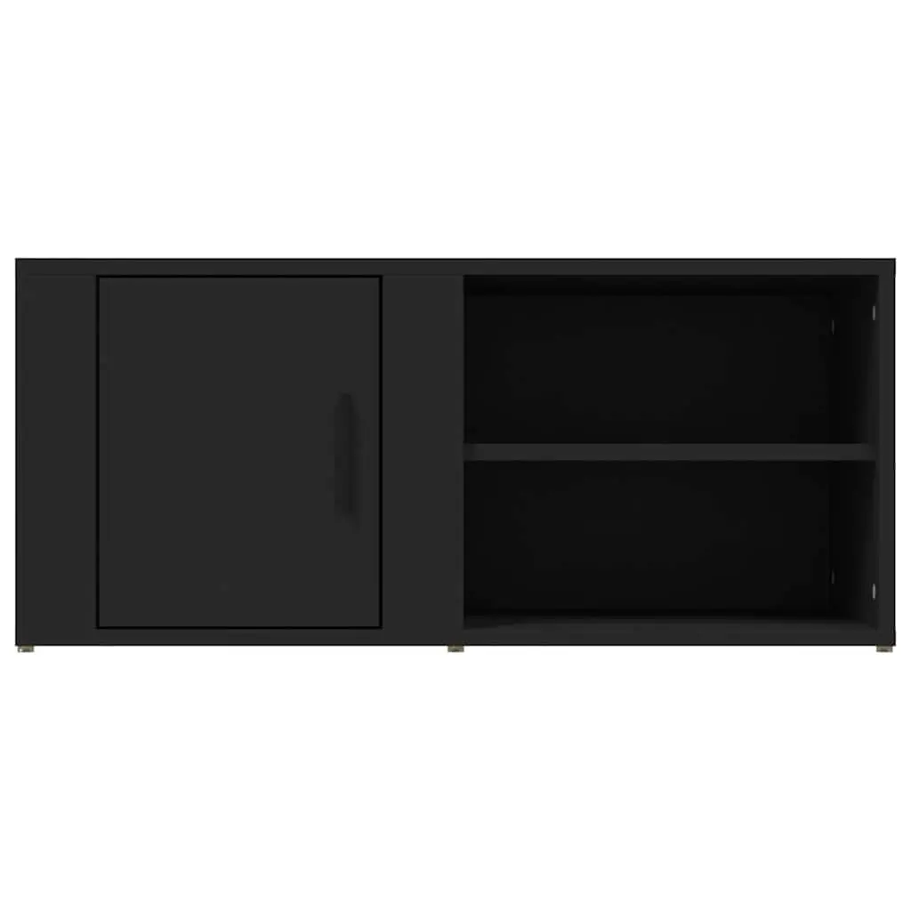 TV Cabinets Black 80x31.5x36 cm Engineered Wood 2 Piece Media Storage Unit with Doors