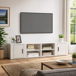 Elegant High Gloss White TV Cabinets - 2 pcs