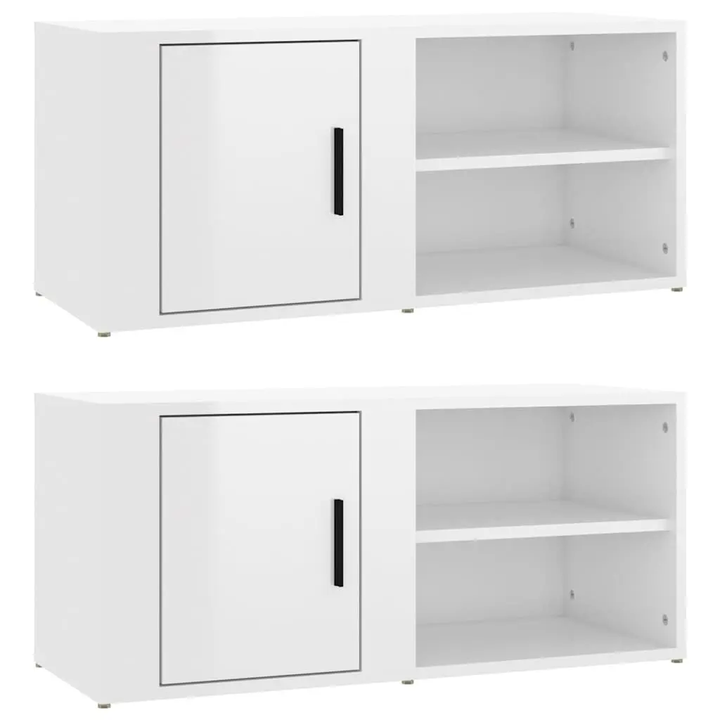 TV Cabinets 2 pcs High Gloss White 80x31.5x36 cm Media Storage Unit