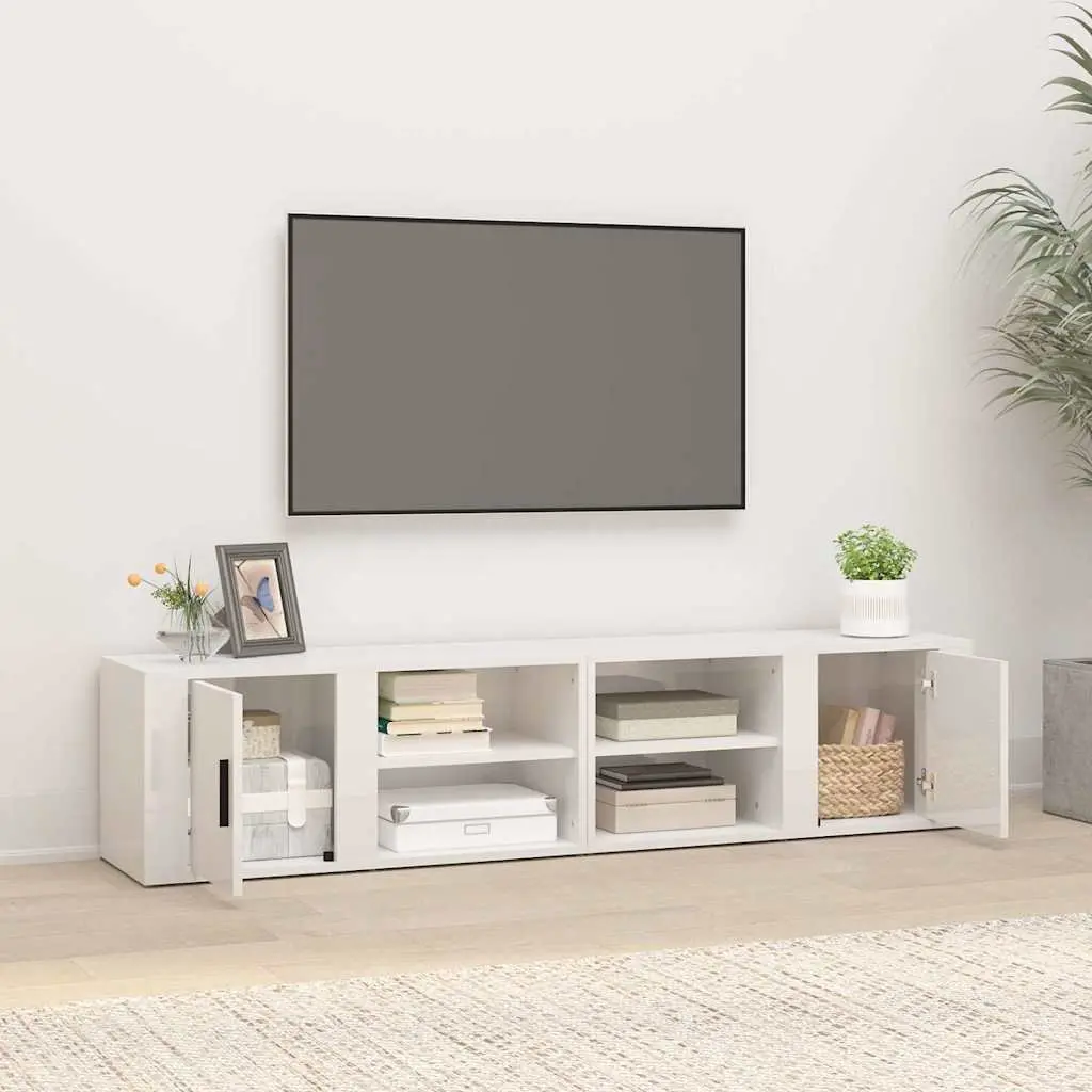 TV Cabinets 2 pcs High Gloss White 80x31.5x36 cm Media Storage Unit