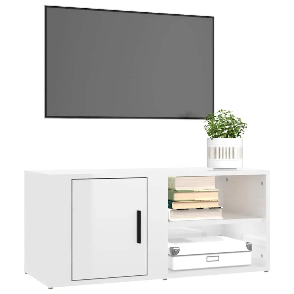 TV Cabinets 2 pcs High Gloss White 80x31.5x36 cm Media Storage Unit