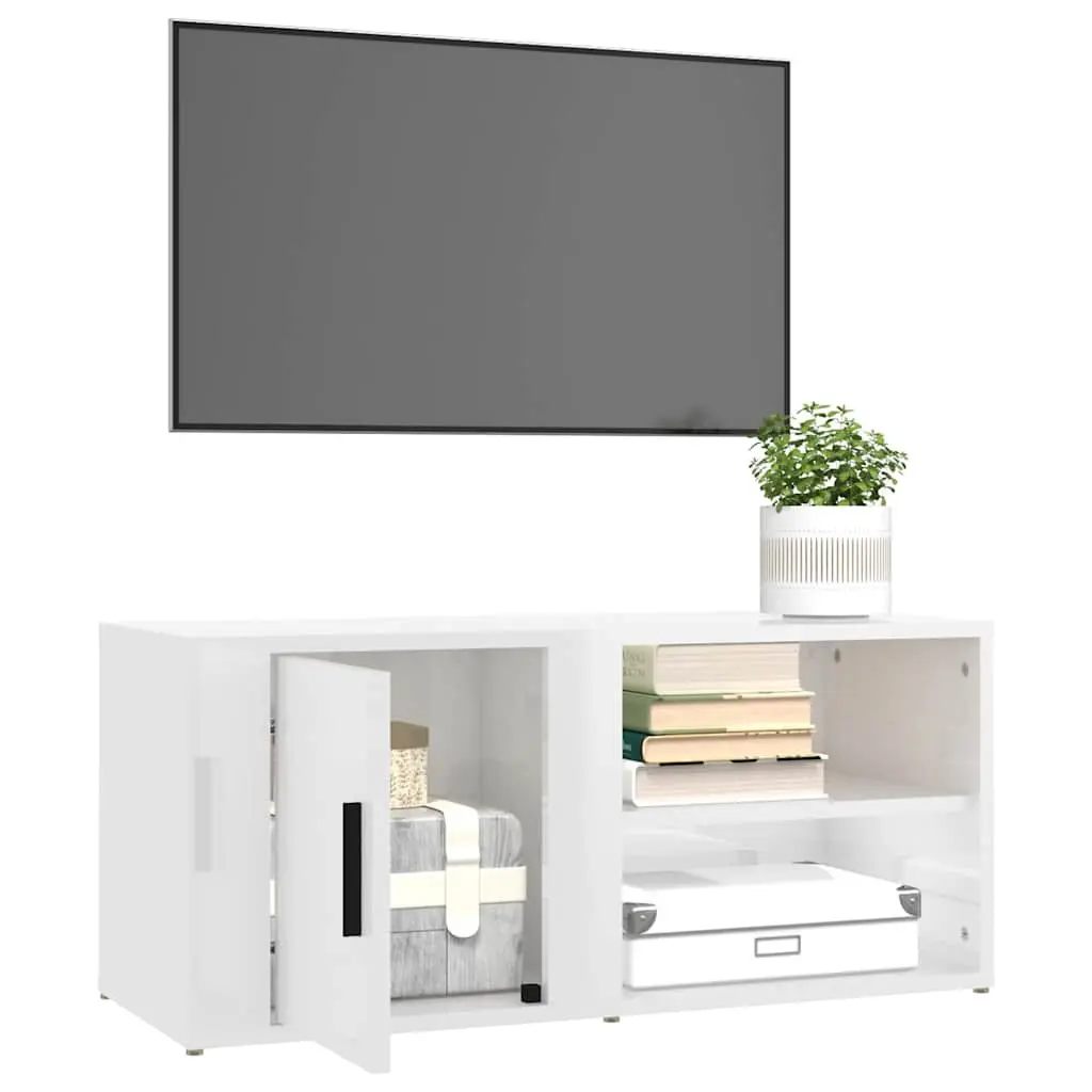 TV Cabinets 2 pcs High Gloss White 80x31.5x36 cm Media Storage Unit