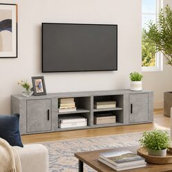 Grey TV Cabinets Set of 2 for Media Storage