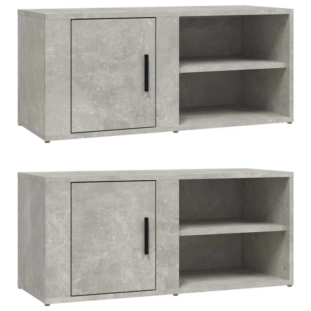 Grey TV Cabinets Set of 2 for Media Storage