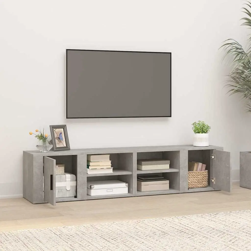 Grey TV Cabinets Set of 2 for Media Storage