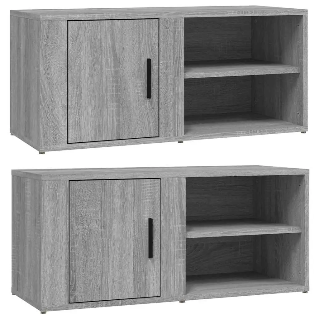 TV Cabinets Grey Sonoma 2 Piece Media Storage Unit with Doors Compartments Engineered Wood