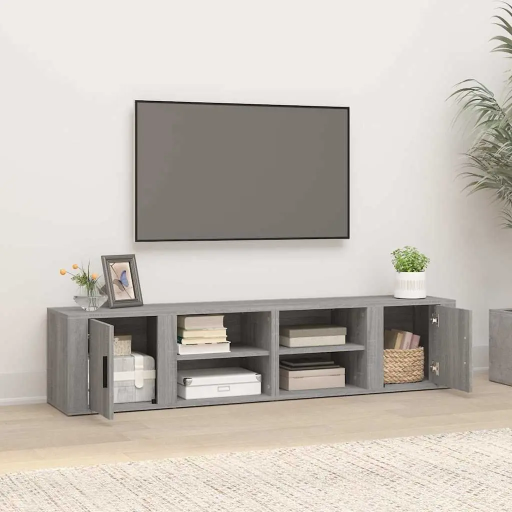 TV Cabinets Grey Sonoma 2 Piece Media Storage Unit with Doors Compartments Engineered Wood