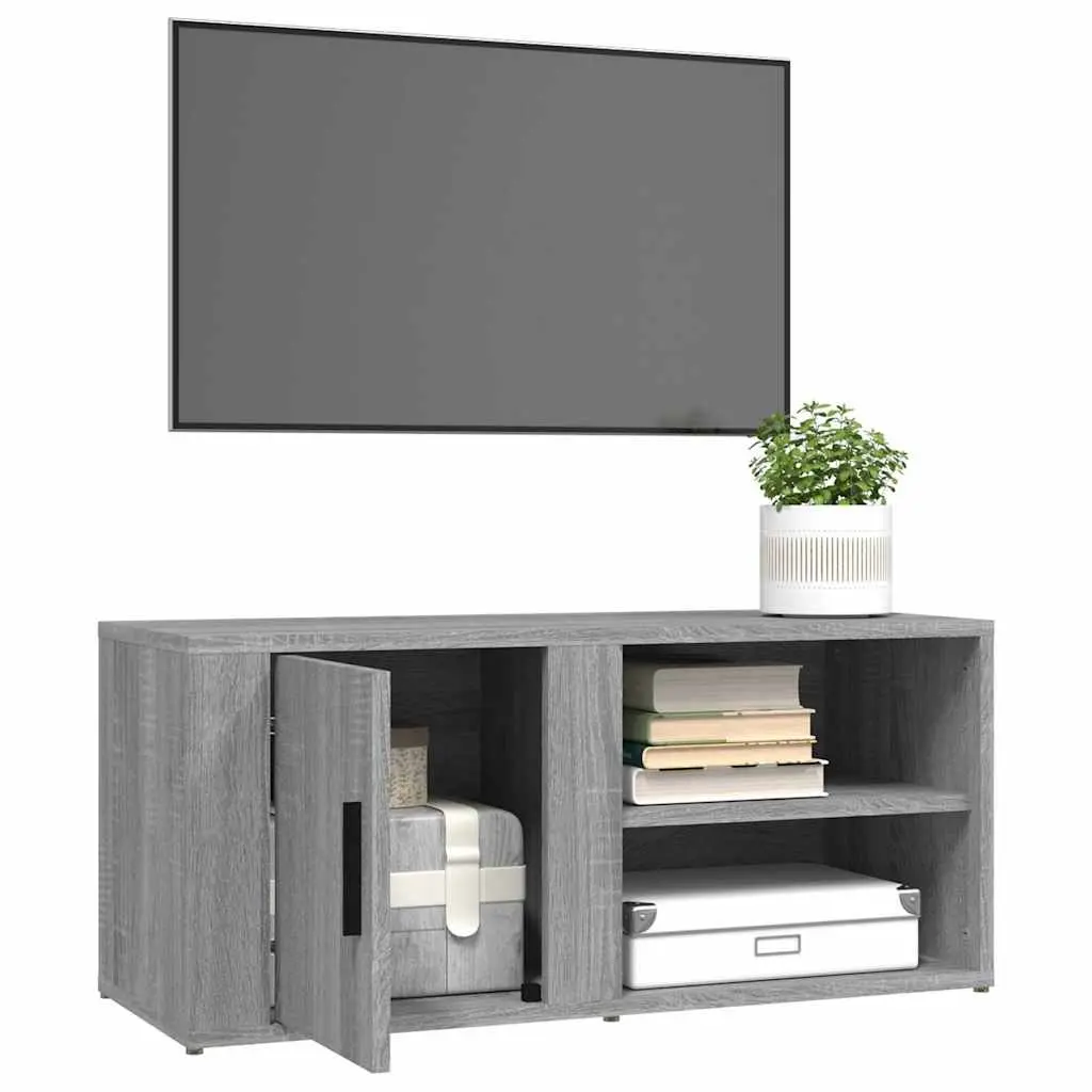 TV Cabinets Grey Sonoma 2 Piece Media Storage Unit with Doors Compartments Engineered Wood