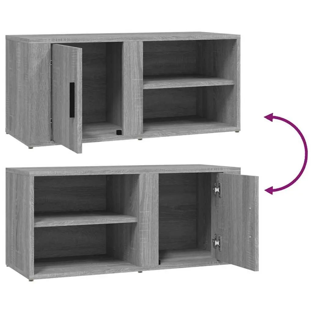 TV Cabinets Grey Sonoma 2 Piece Media Storage Unit with Doors Compartments Engineered Wood