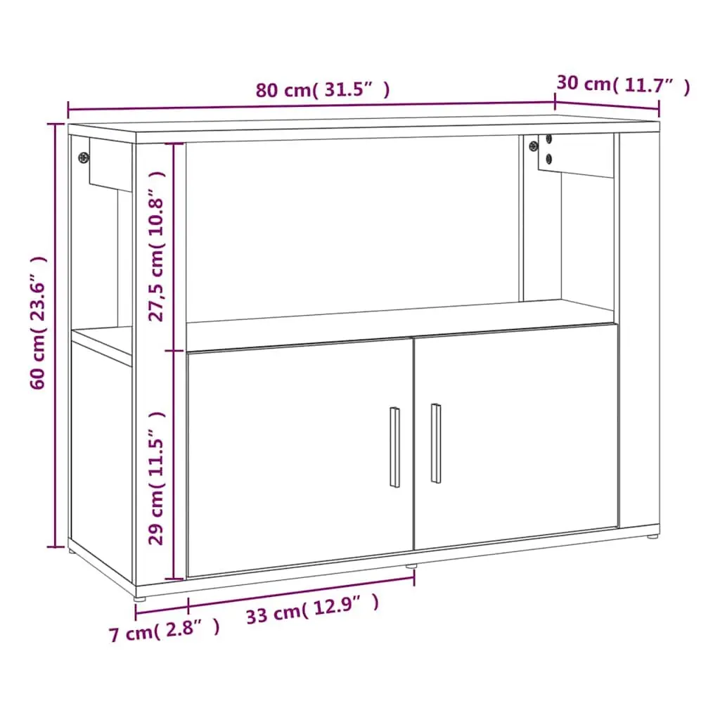 White Sideboard 80x30x60 cm Storage Cabinet