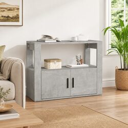 Grey Engineered Wood Sideboard Storage Cabinet
