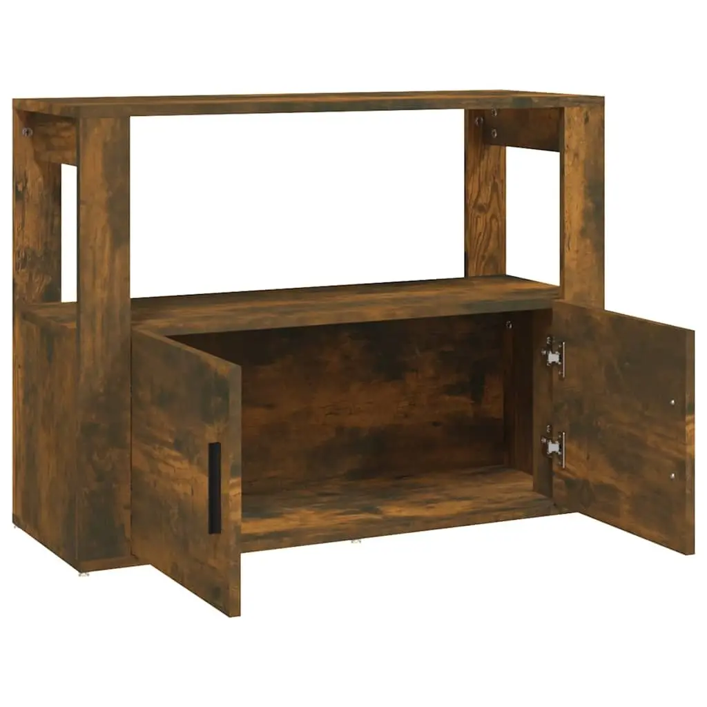Sideboard Cabinet Smoked Oak Brown Engineered Wood Storage Buffet 80 x 30 x 60 cm