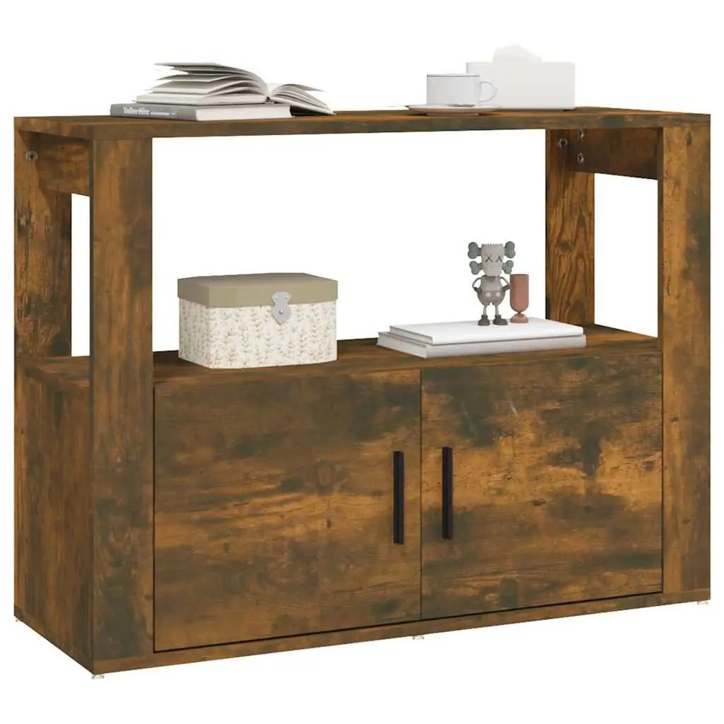 Sideboard Cabinet Smoked Oak Brown Engineered Wood Storage Buffet 80 x 30 x 60 cm