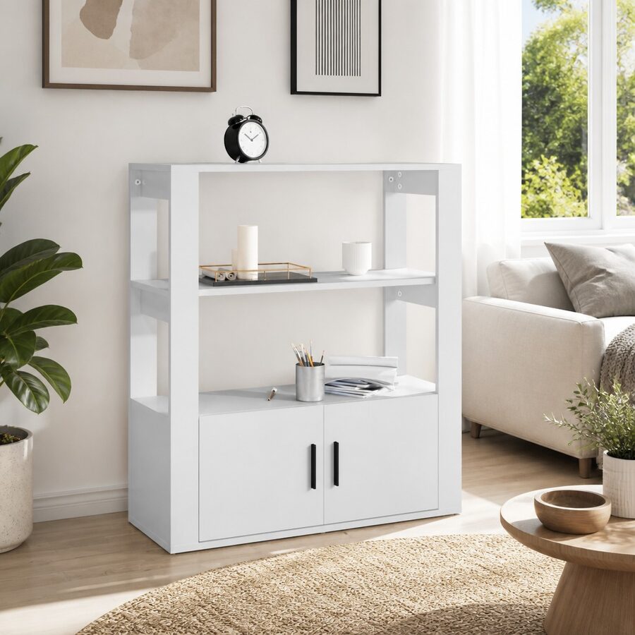 Elegant White Sideboard with Storage 80x30x90 cm