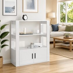 Elegant White High Gloss Sideboard with Storage