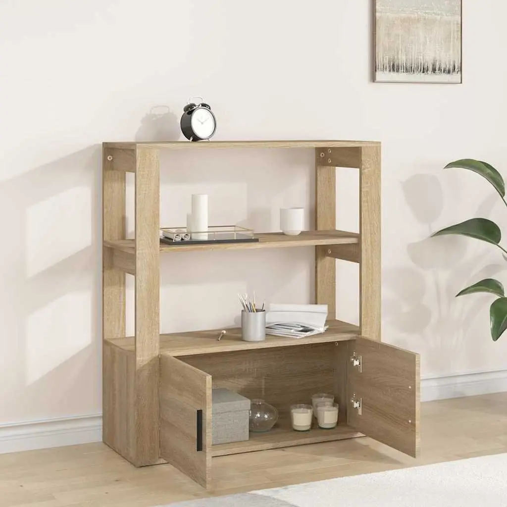 Brown Engineered Wood Sideboard with Storage Shelves