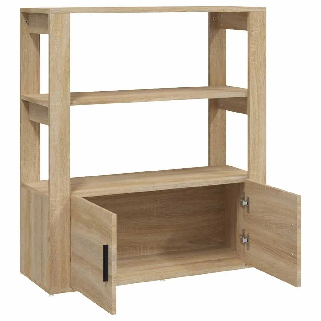 Brown Engineered Wood Sideboard with Storage Shelves