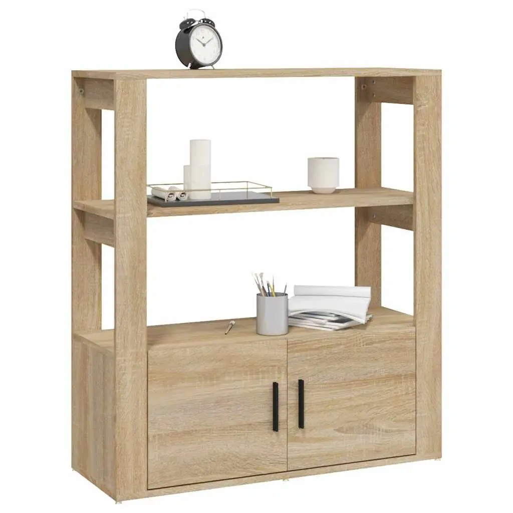 Brown Engineered Wood Sideboard with Storage Shelves