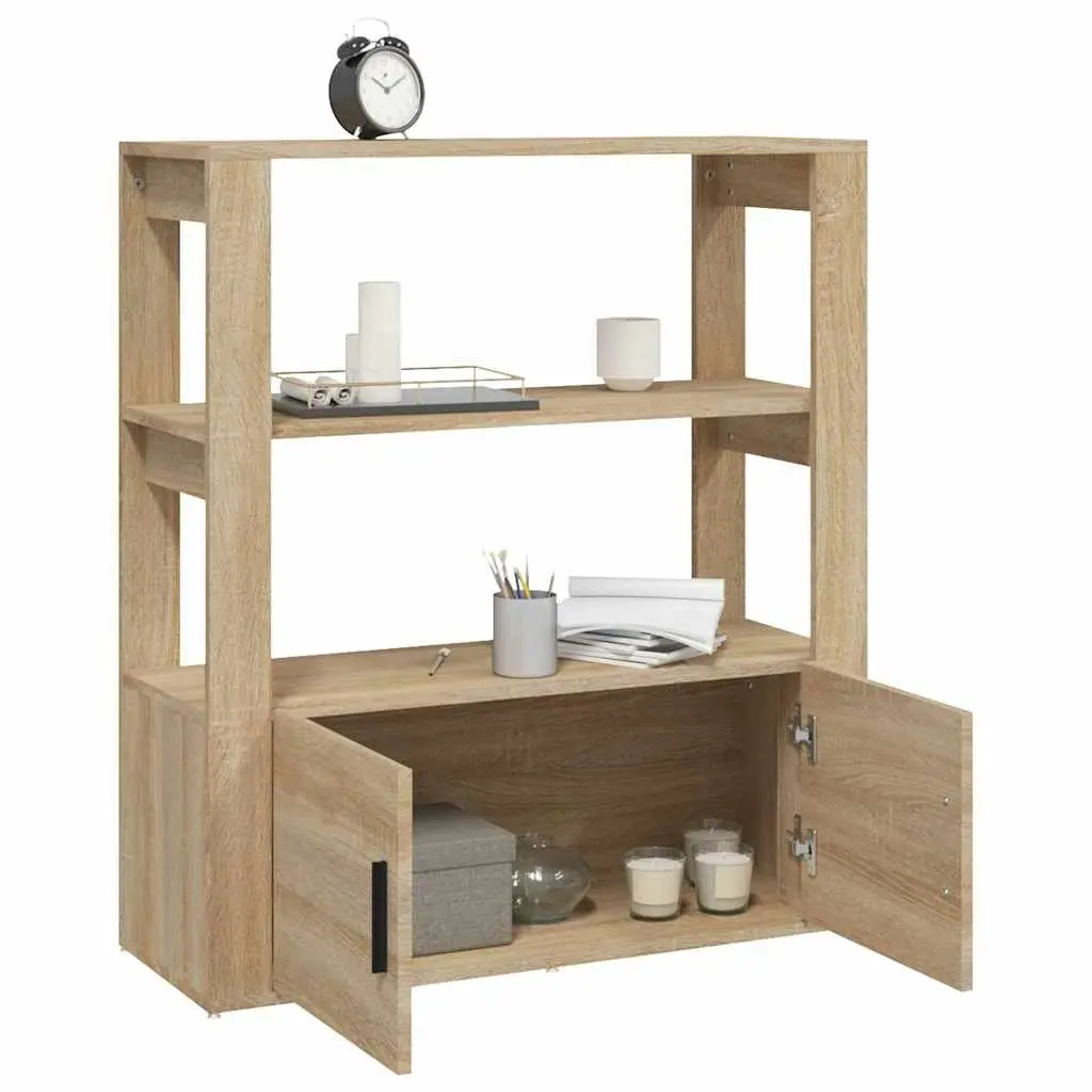 Brown Engineered Wood Sideboard with Storage Shelves