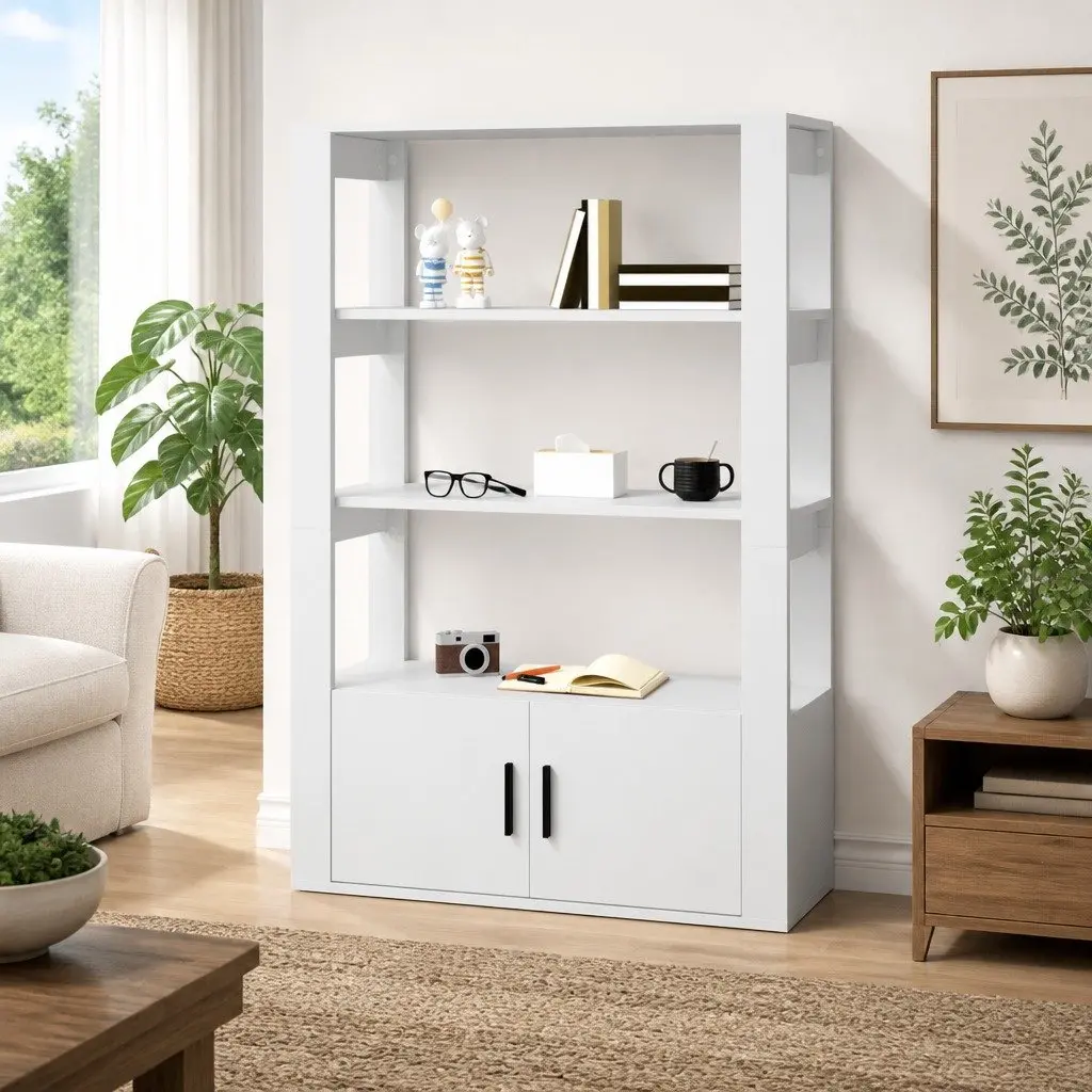 Sideboard Cabinet White 80x30x119.5cm Engineered Wood Storage Buffet Furniture