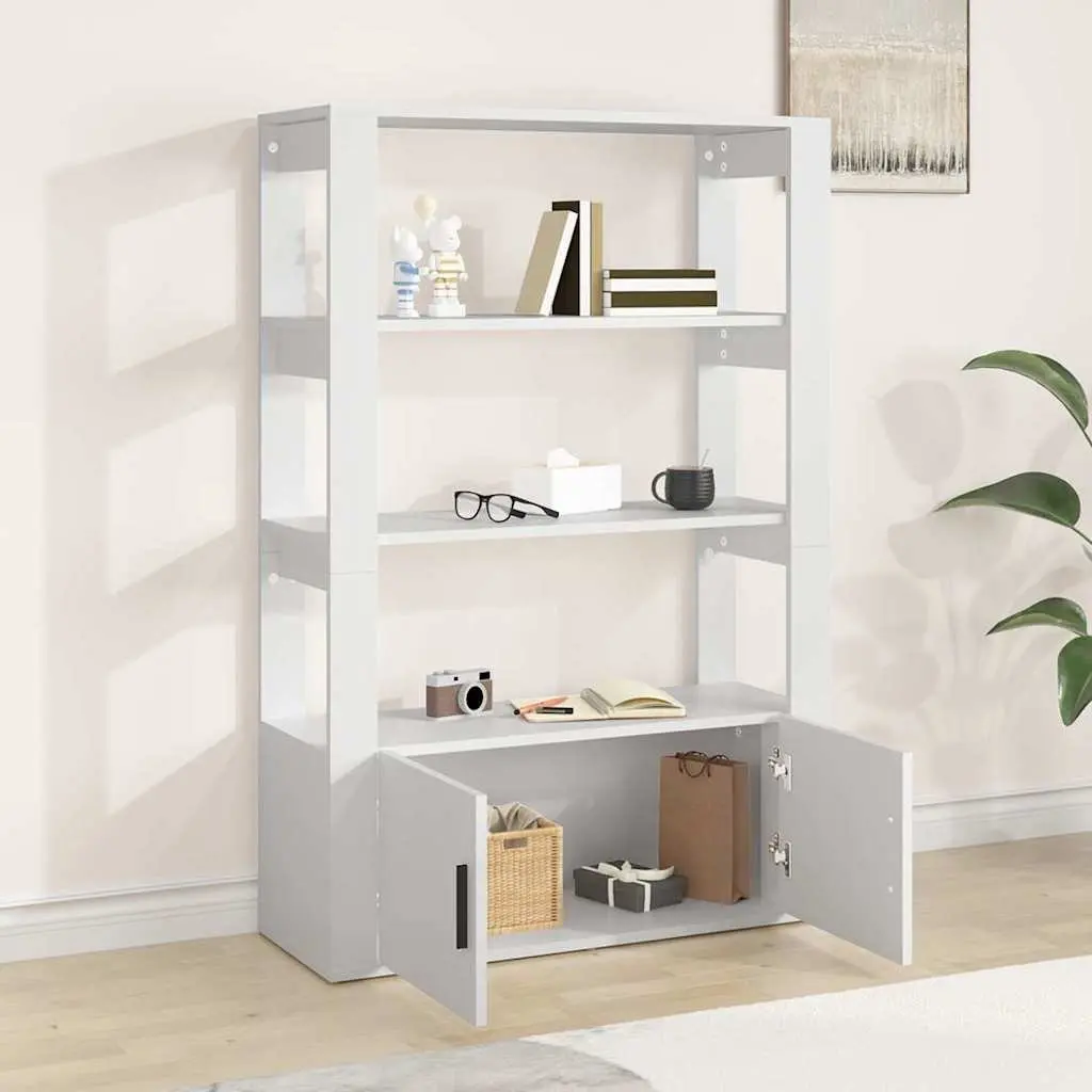 Sideboard Cabinet White 80x30x119.5cm Engineered Wood Storage Buffet Furniture