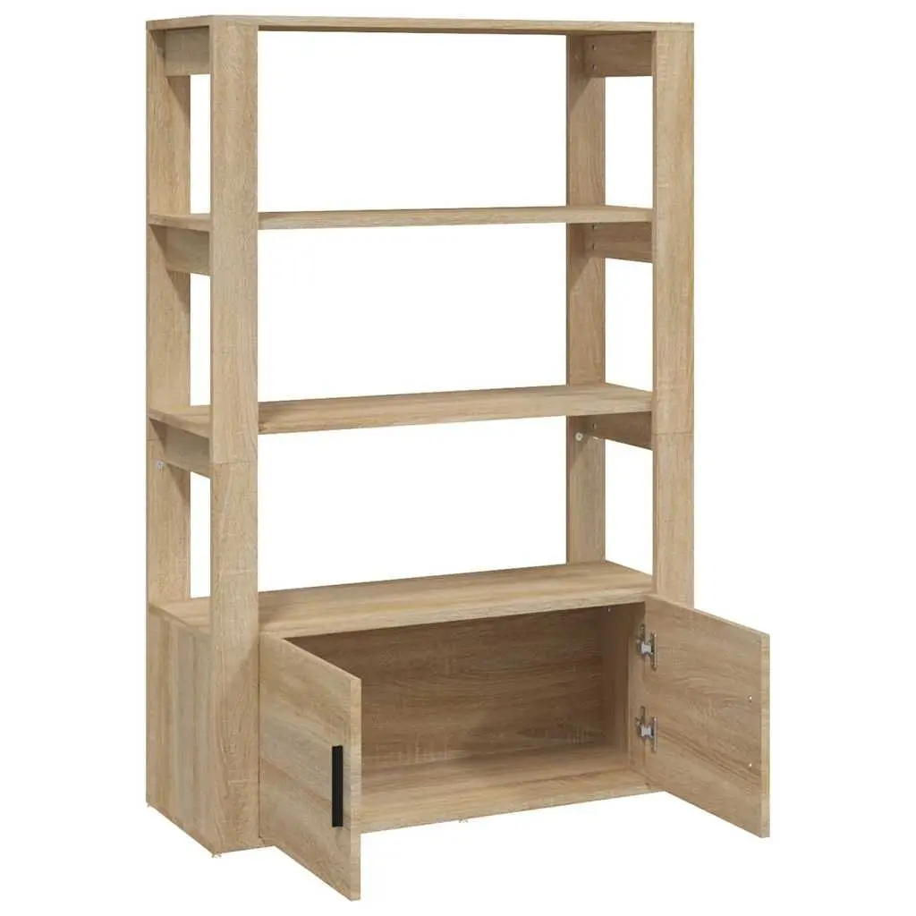 Sideboard Brown Engineered Wood Storage Cabinet 80W x 30D x 119.5H cm with Shelves and Doors