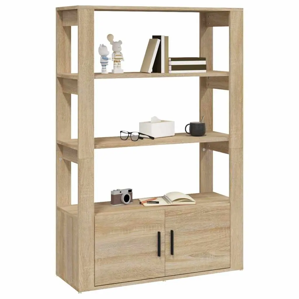 Sideboard Brown Engineered Wood Storage Cabinet 80W x 30D x 119.5H cm with Shelves and Doors