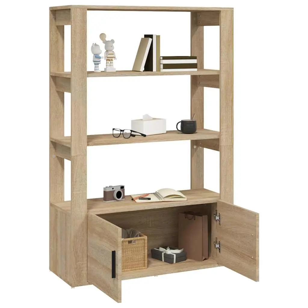 Sideboard Brown Engineered Wood Storage Cabinet 80W x 30D x 119.5H cm with Shelves and Doors