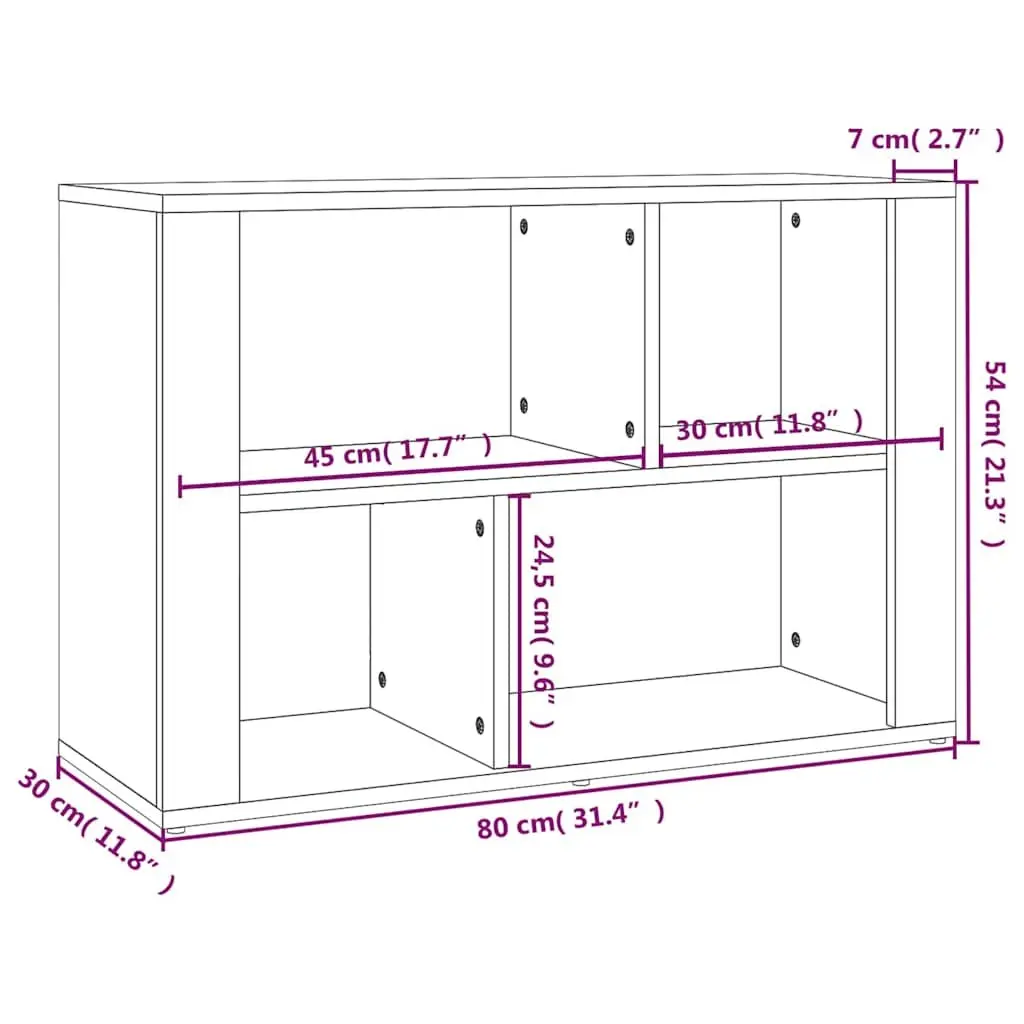 Sideboard Brown Engineered Wood Storage Cabinet 80x30x54 cm