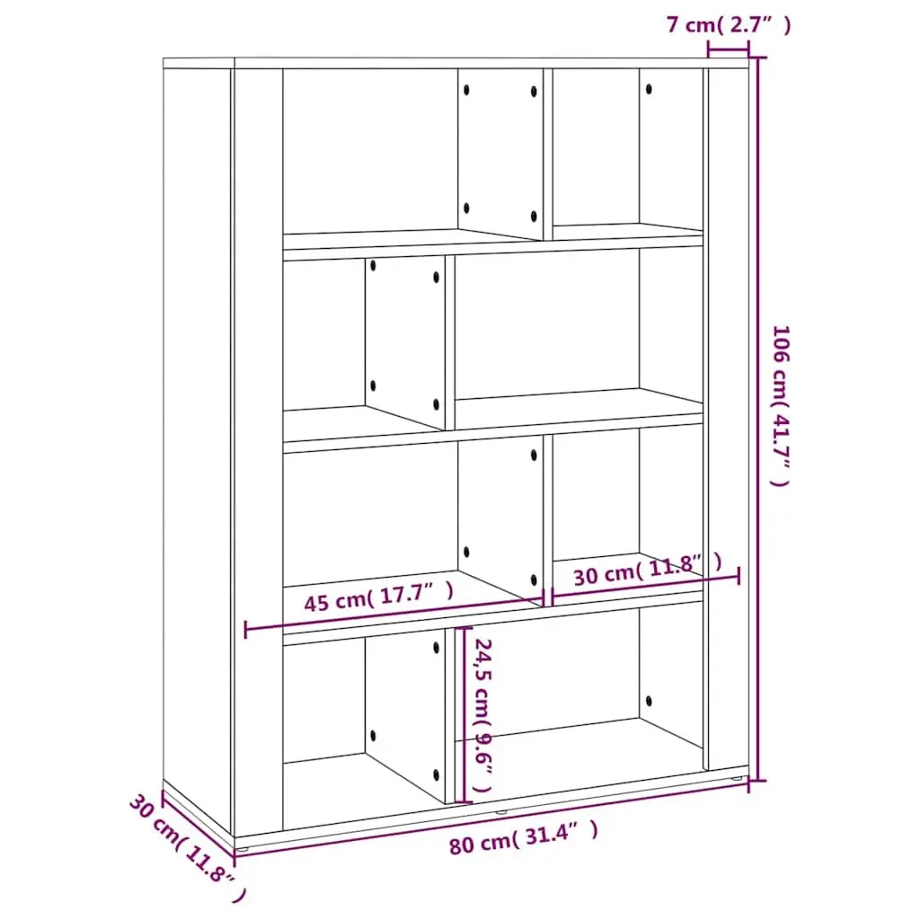 Brown Engineered Wood Sideboard Storage Cabinet 80x30x106cm
