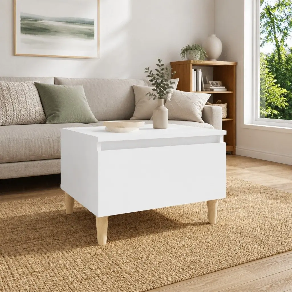 White End Table Scandinavian Style 50W x 46D x 35H cm Engineered Wood