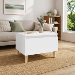 Scandinavian White End Table with Storage Drawer