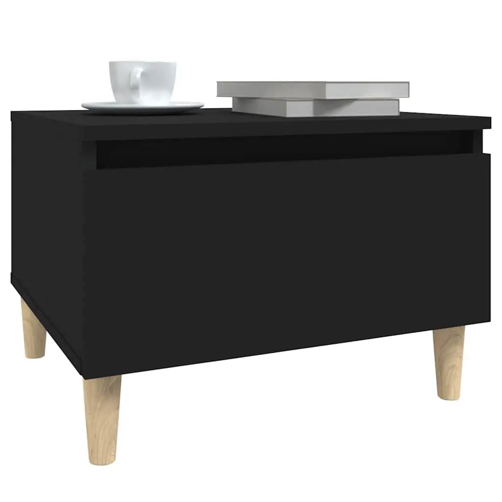 End Table Black Scandinavian 50 x 46 x 35 cm Engineered Wood with Wooden Feet