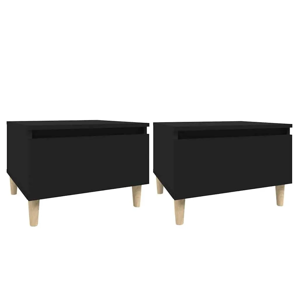 End Tables 2 pcs Black 50x46x35 cm Engineered Wood Side Table Accent Furniture