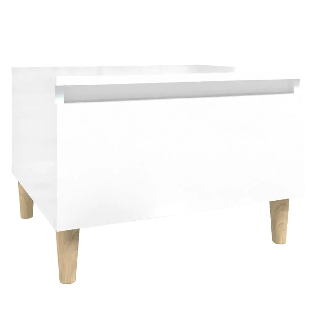 End Table High Gloss White Modern 50 x 46 x 35 cm Engineered Wood