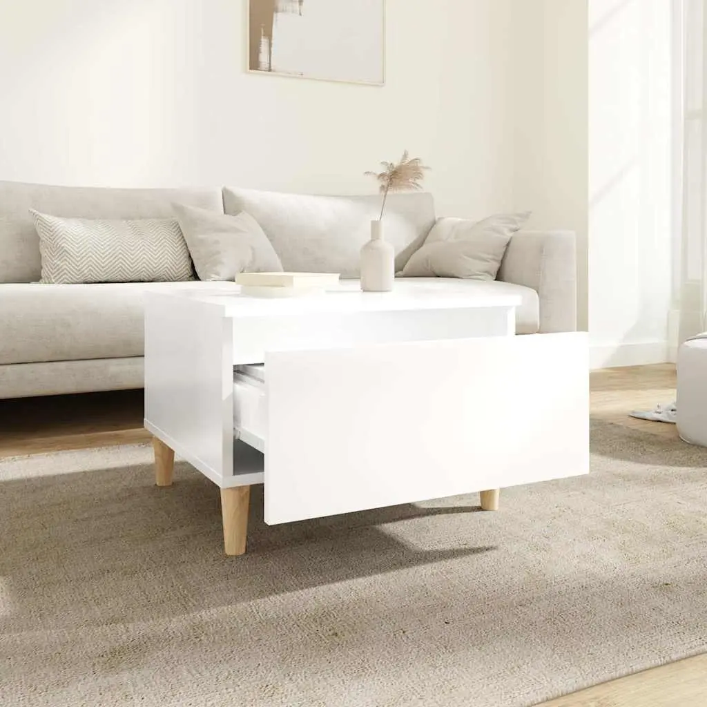 End Table High Gloss White Modern 50 x 46 x 35 cm Engineered Wood