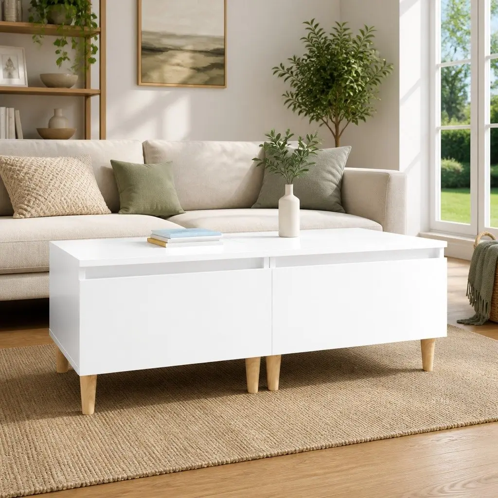 Side Tables High Gloss White 2 pcs Engineered Wood