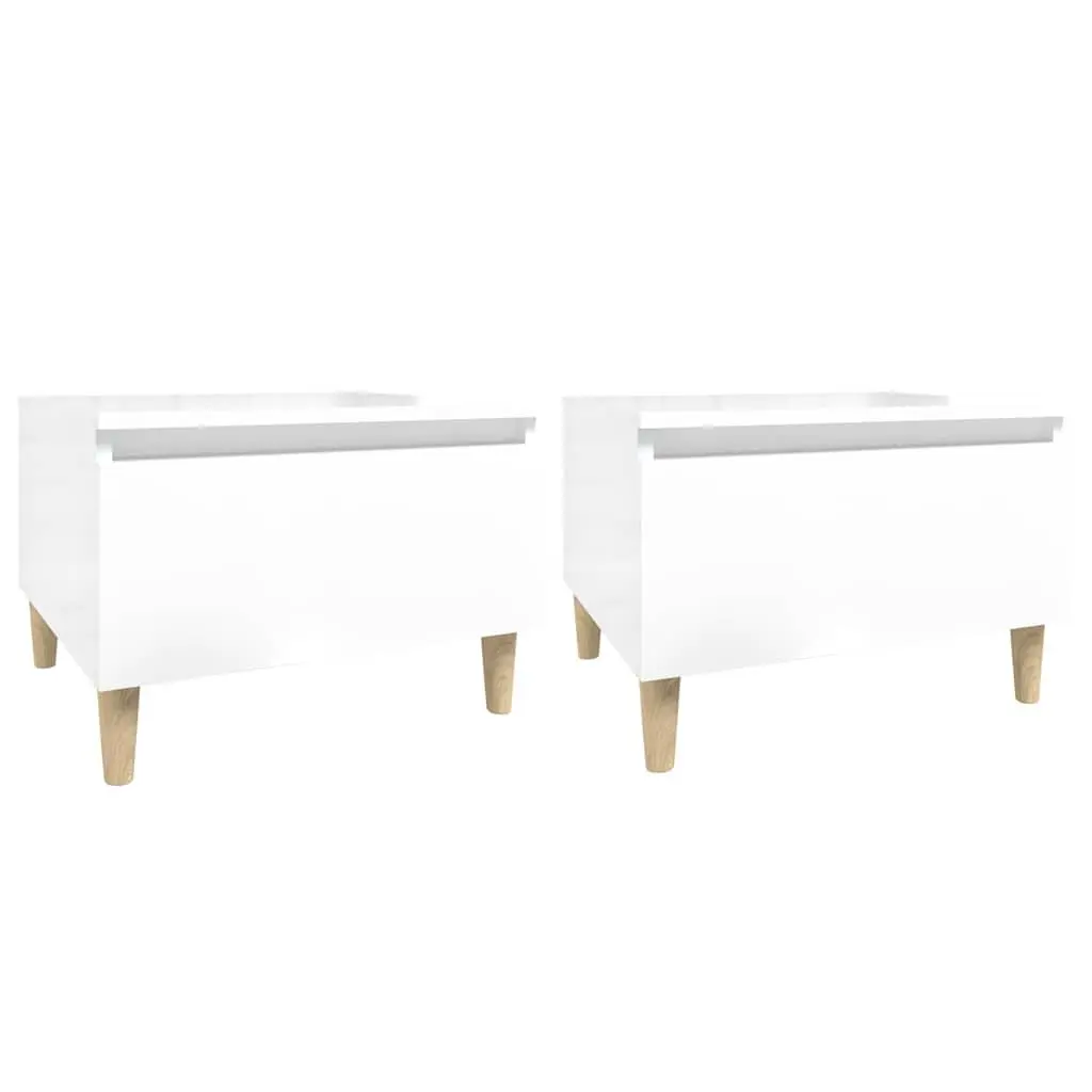 Side Tables High Gloss White 2 pcs Engineered Wood