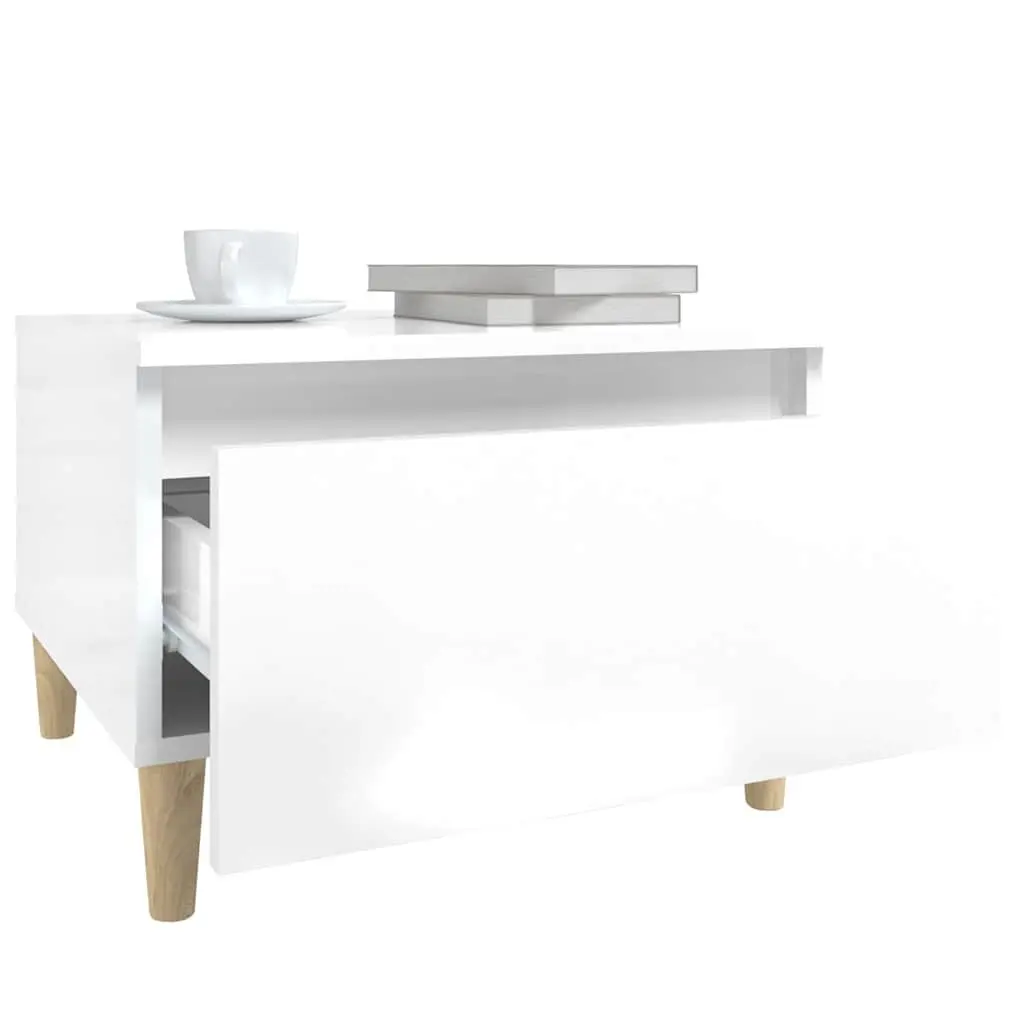 Side Tables High Gloss White 2 pcs Engineered Wood