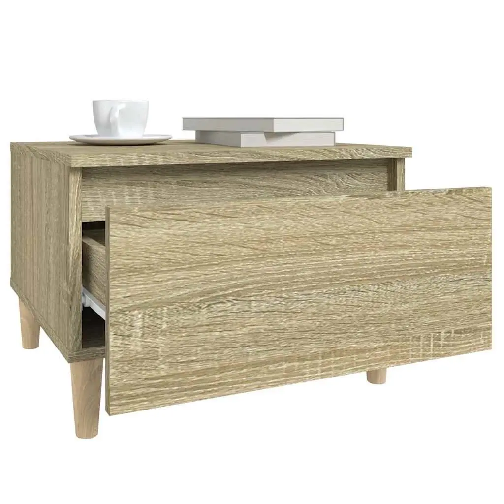 End Table Sonoma Oak Brown Engineered Wood 50W x 46H x 35D cm Living Room Furniture