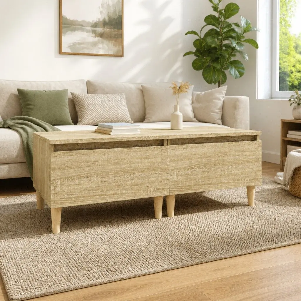 End Table Side Tables 2 pcs Brown Engineered Wood Storage Drawer Living Room