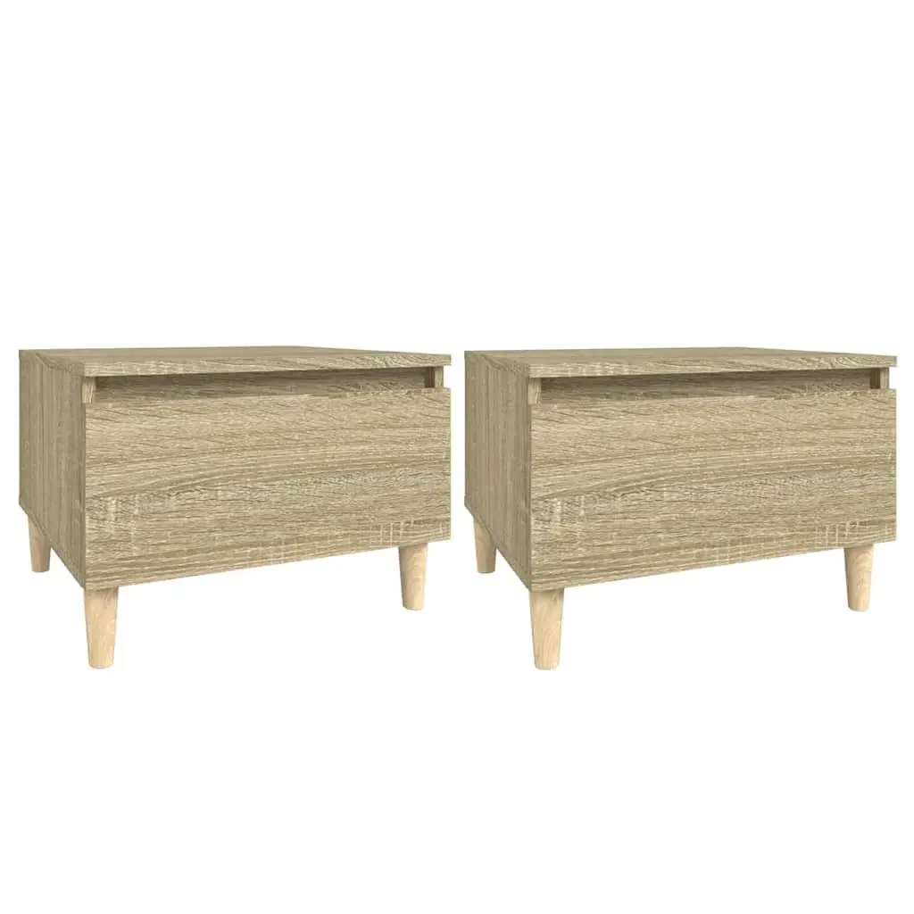 End Table Side Tables 2 pcs Brown Engineered Wood Storage Drawer Living Room