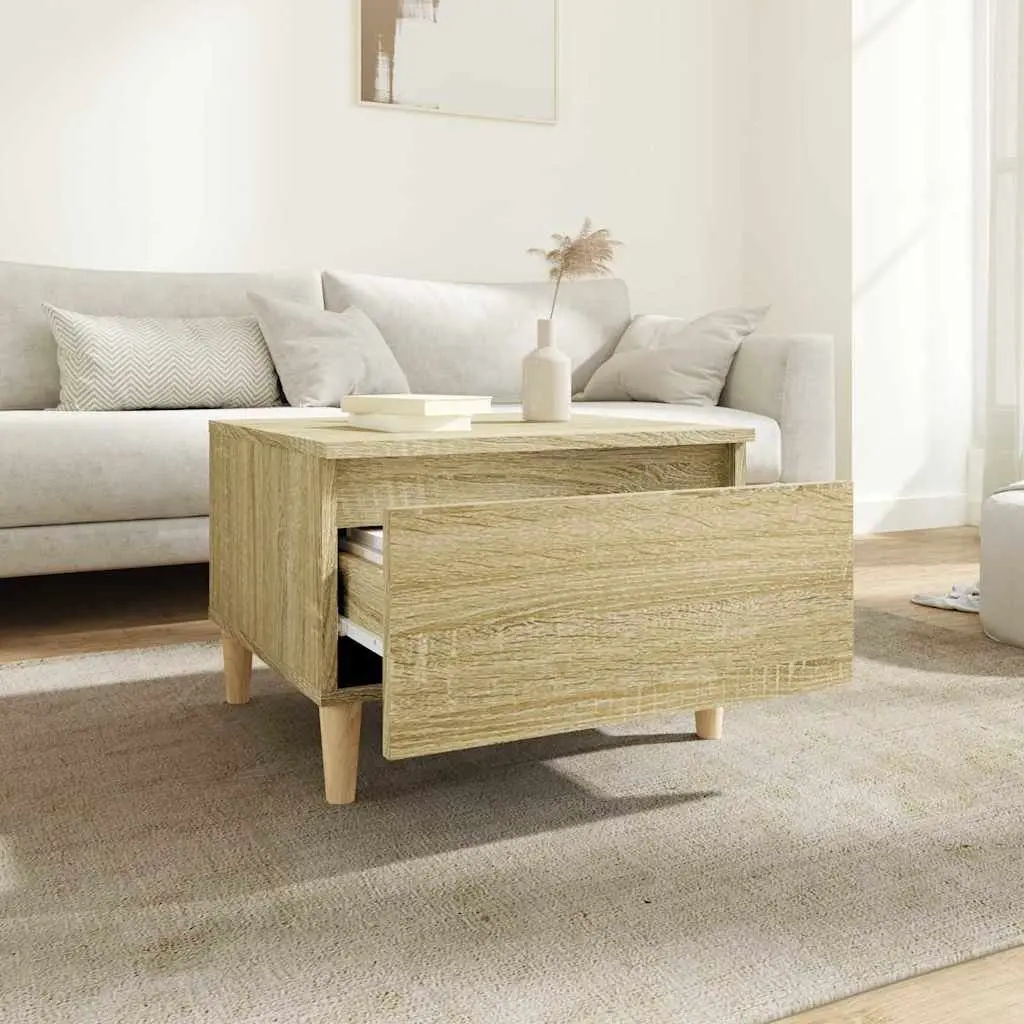 End Table Side Tables 2 pcs Brown Engineered Wood Storage Drawer Living Room