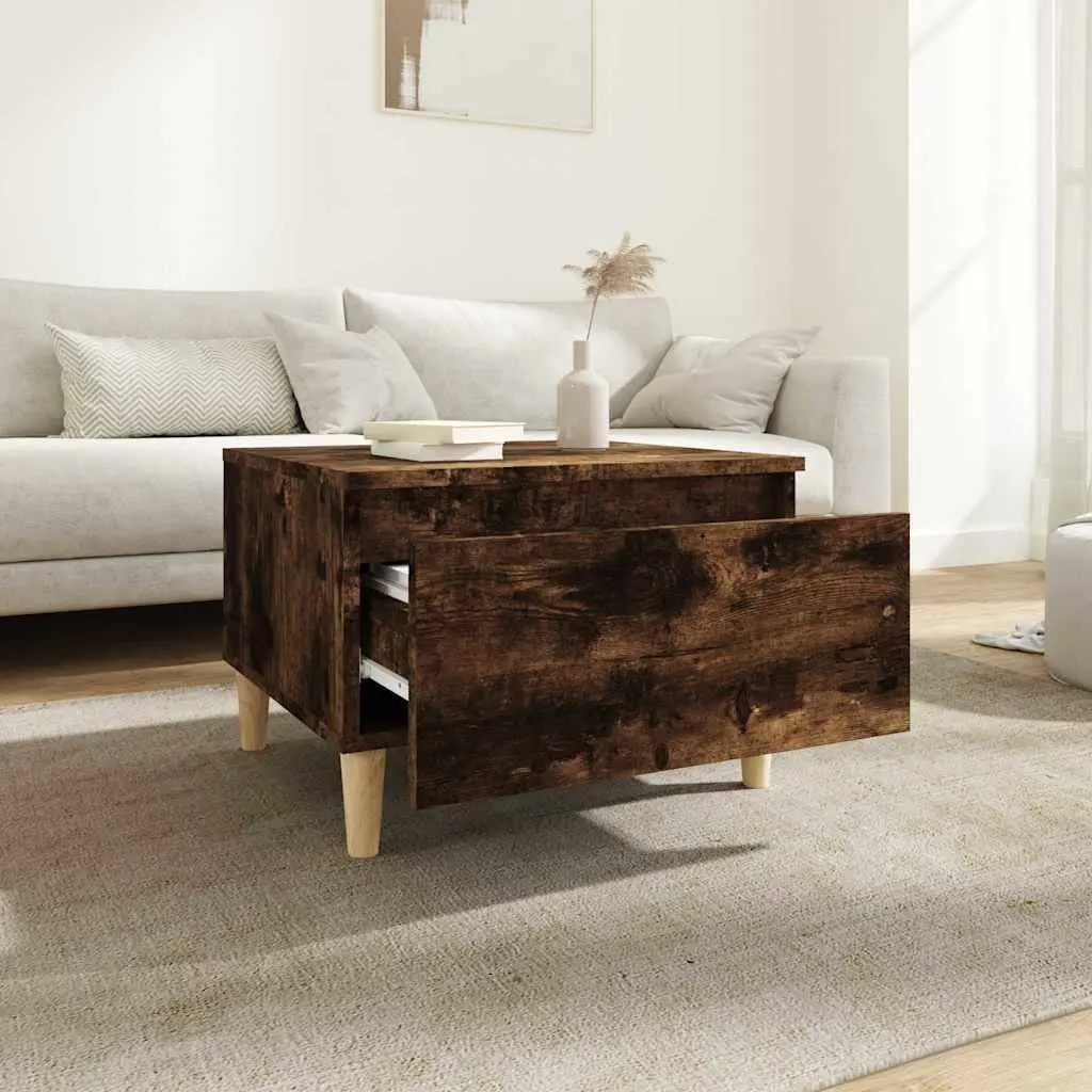 End Table Scandinavian Brown Engineered Wood with Drawer Storage