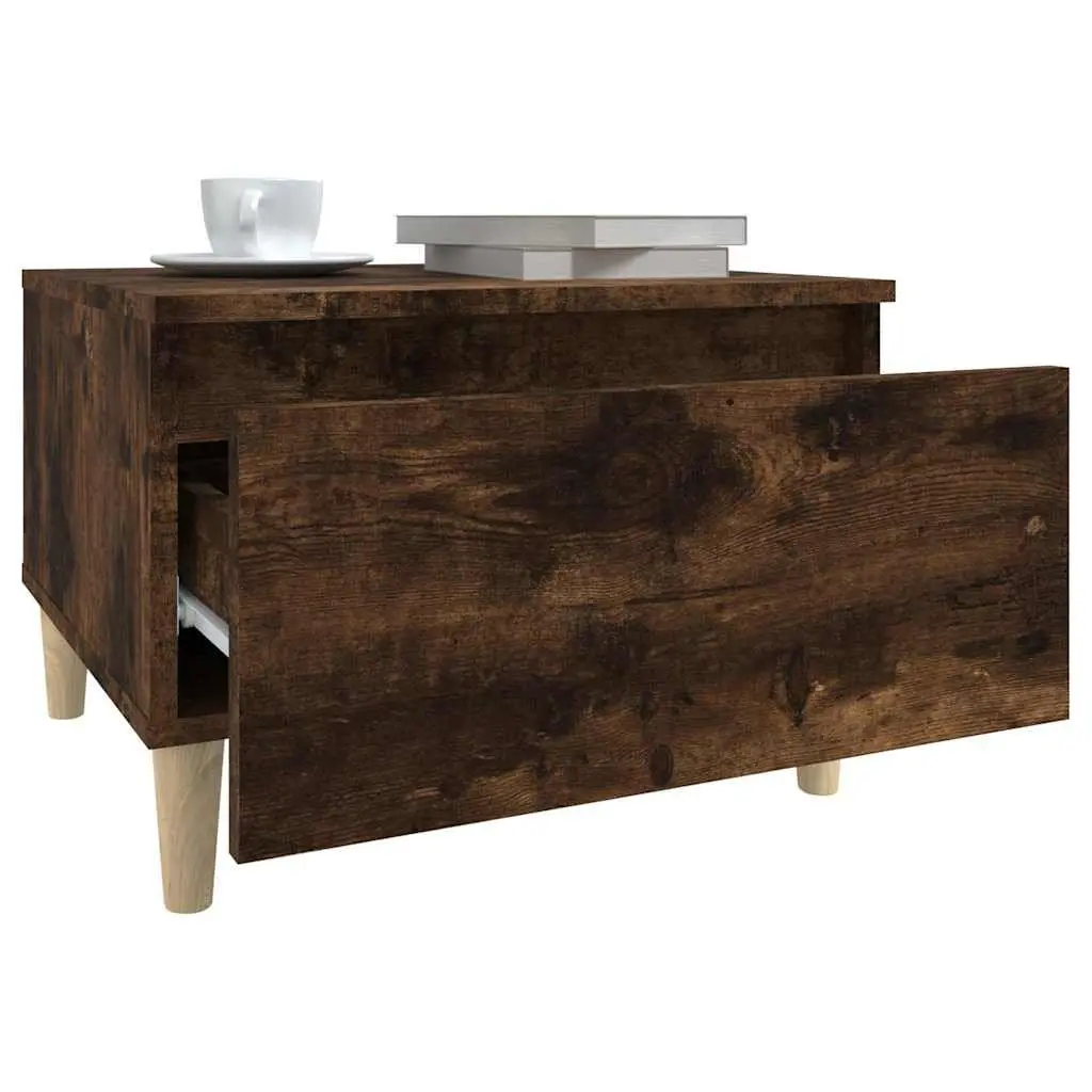 End Table Scandinavian Brown Engineered Wood with Drawer Storage