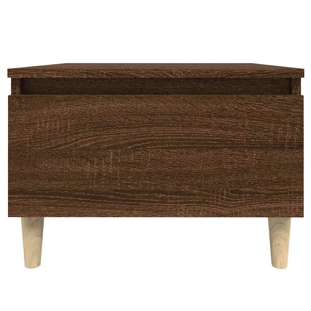 End Tables Set of 2 Brown Oak Scandinavian Side Table with Drawer Storage Engineered Wood 50 x 46 x 35 cm